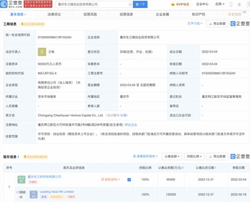 理想汽車投資成立創(chuàng)業(yè)投資公司 注冊(cè)資本6億元
